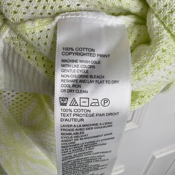 Tommy Bahama Mahana Open Weave Tropical/Floral Print V-Neck - Lime/White - L - Picture 8 of 8